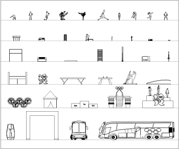 Olympic people and equipment CAD collection dwg