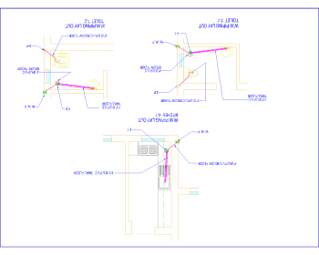 PLUMBING WASTE WATER PIPING LAYOUT (32' X36') .dwg drawing
