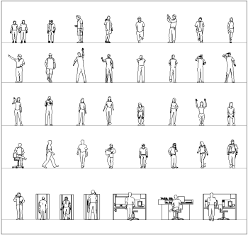 People at work CAD collection - Elevations dwg
