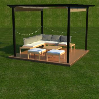 Pergola with seating for garden  fbx and sldasm models