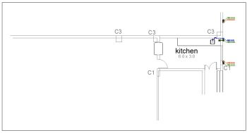 Plan of corner kitchen Autocad drawing