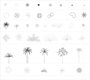 Plants and trees symbols CAD collection 