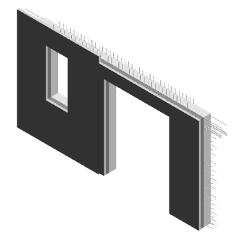 Precast wall-with door and window holes-with steel bars-5010mm revit family