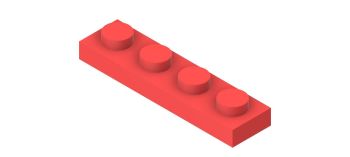 LEGO Prt 1x4x1 Red.ipt