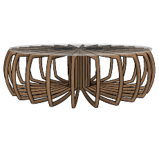 Rattan circle table with top table 10mm glasses skp