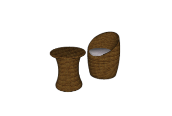 Rattan coffe circle table and chair skp