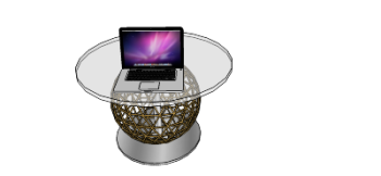 Rattan Globus Tisch mit Kreis Glas Tischplatte skp