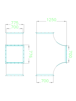Rectangular Duct TEE Template .dwg drawing