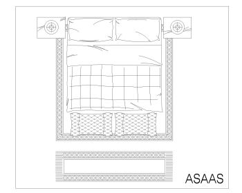 Residential Double Bed Top View .dwg_13