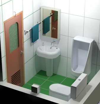 Banheiro 2m x 2m 3D