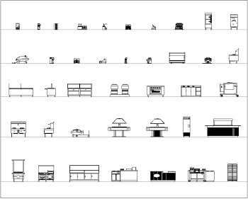 Restaurant and Pub equipment elevations CAD collection dwg