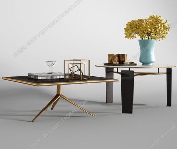 Living room table with golden frame 3ds max