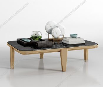 Table à thé de salon avec plateau en marbre foncé 3ds Max
