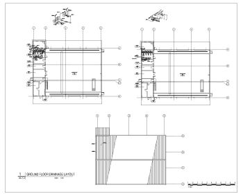 SMALL BAY Maintenance Garage Mechanical Ground  Floor Drainage Layout Plan .dwg