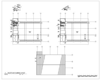 SMALL BAY Maintenance Garage Mechanical Roof Plan Plumbing Layout Plan .dwg