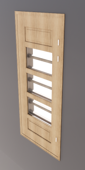 Single window with 2 wooden lite 2 glass lite revit model