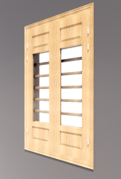 2-door window with 2 wooden lite and 1 glass lite revit model
