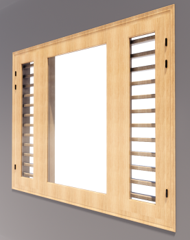 3-door window with 2 glass door revit model