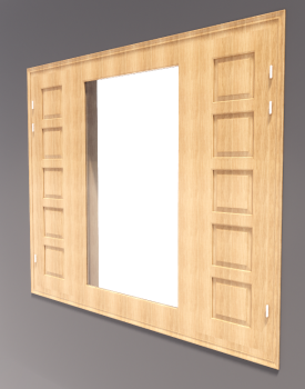 3-door window with door side( 5 wooden lite) revit model