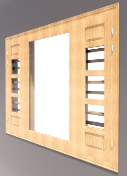 3-door window with side door( 2 wooden lite, 3 glass lite) revit model