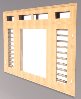 3-door window with glass side door and vent light revit model