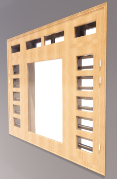 3-door window with door side( 5 glass lite ) and 4 vent light revit model