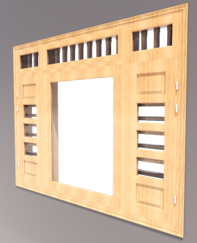 3-door window with door side ( 2 wooden lite and 3 glass lite) revit model
