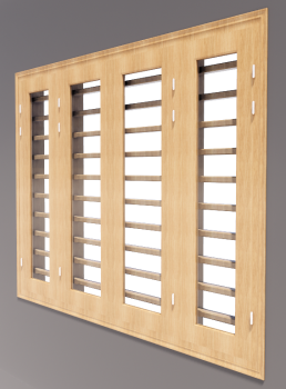4-door wooden and glass window revit model