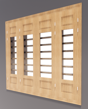 4-door window with door side ( 2 wooden lite and center glass lite) revit model