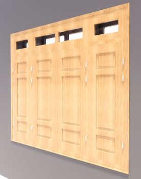 4-door window 4 wooden doors with 4 vent light revit model