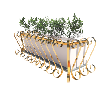S-Type Railing Planter with Flowers revit family