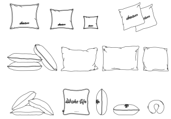 枕とクッションの正面図または側面図