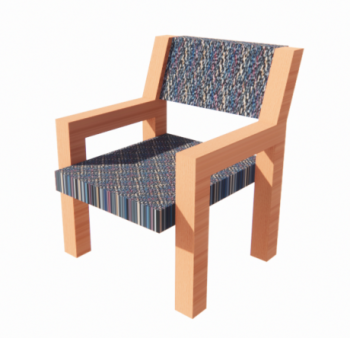 Wooden chair with gray cushion revit family