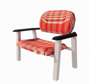 Wooden chair with red fabric cushion revit family