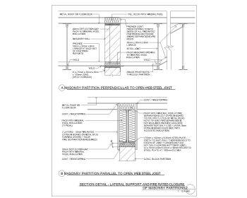 Section Detail of Lateral Support and Fire Rated Closure of Masonry Partitions .dwg