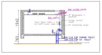 Section view of tank Autocad drawing