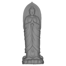 Shakyamuni Amitabha Buda em pé sobre o lótus Anjali Mudra skp