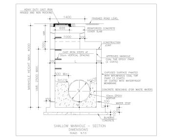Shallow Manhole Section Dimensions .dwg