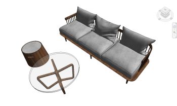 Sofa with circle table revit model