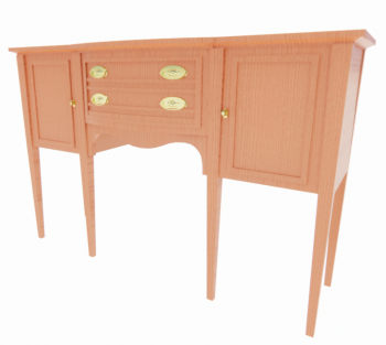 Wooden Sideboard with drawers revit family