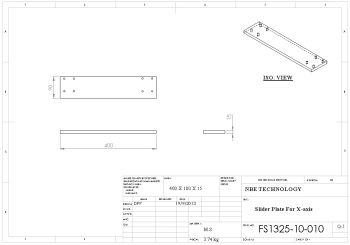 slider plate drawing for CNC Router Machine Solidworks model