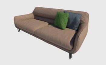 Brown sofa with pillow revit model
