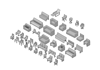 Sofas and armchairs 3D CAD collection 2 dwg