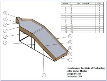 Solar water heater detail drawing for solar water heater Solidworks model