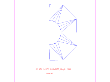 正方形から円形への1905X850 mmテンプレート.dwg図面