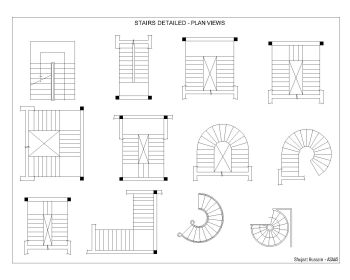 Stair Shapes & Ideas (Plans-Elevations-Side Views) .dwg_2