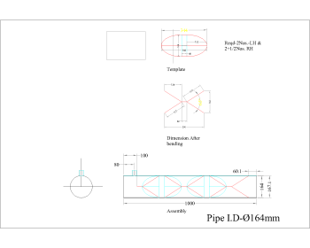 Static Mixture Template for DN150 pipe .dwg drawing