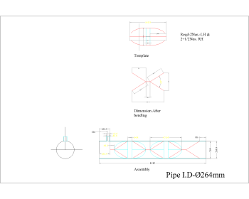 Statische Mischungsvorlage der DN250-Rohr-DWG-Zeichnung