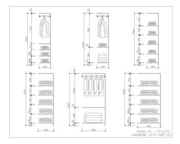 Stylish Wardrobe with Shelves Detailed Drawings .dwg_3