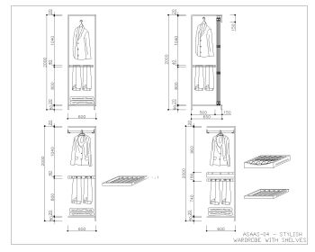 Stylish Wardrobe with Shelves Detailed Drawings .dwg_4